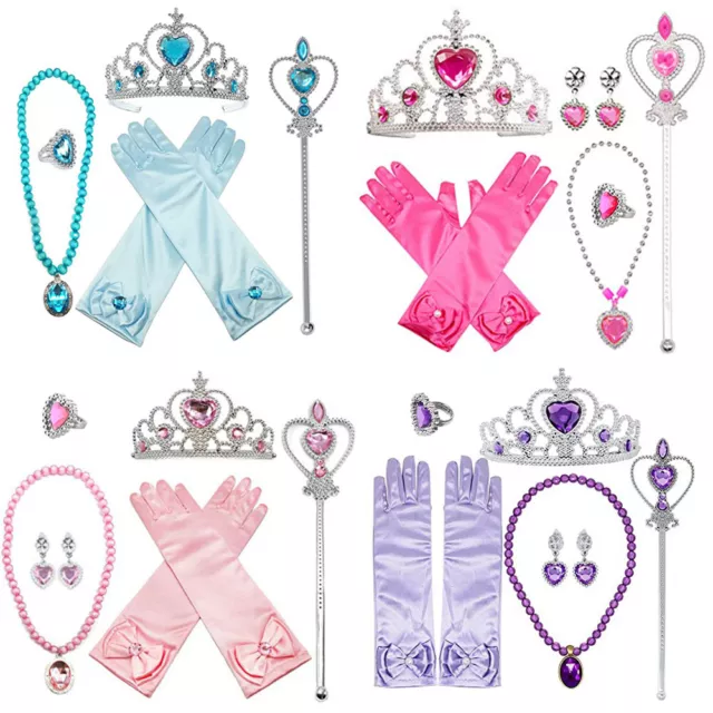 Girls Kids Fancy Dress Up Accessories Set Crown Princess Cosplay Xmas Party Gift