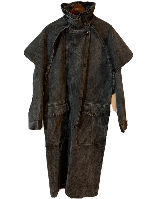 Vintage 1990s Tex Tan Denim Long Western Duster Jacket Range Coat Mens Sz Small