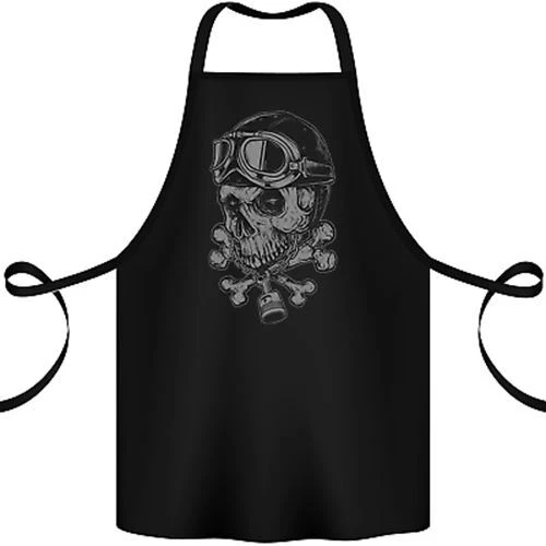 Biker Skull Rider Motorbike Motorcycle Cotton Apron 100% Organic