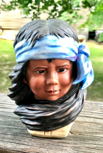 Navajo Boy Signed 1985 Native American Bust Gregory Perillo
