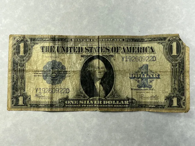 1923 Large Size $1 Dollar Silver Certificate Blue Seal Banknote 922D-FR# 237
