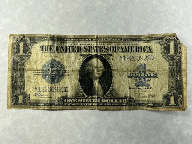 1923 Large Size $1 Dollar Silver Certificate Blue Seal Banknote 922D-FR# 237