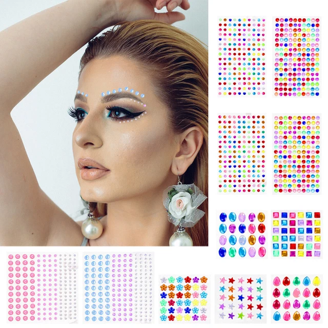 11 pegatinas autoadhesivas de estrás para festival de joyas faciales