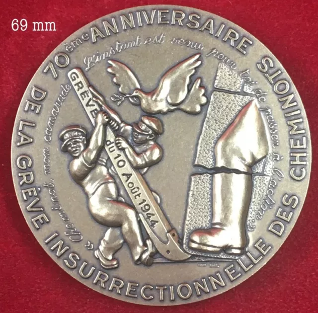 rare médaille Médaille commémorative du 70ème anniversaire de la grève cheminot