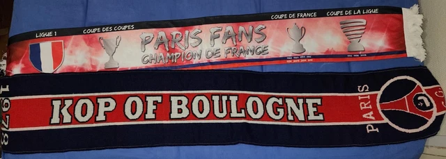 Lot 2 echarpes Supporters PSG KOB Kop of Boulogne Paris Champion 2013 palmarès