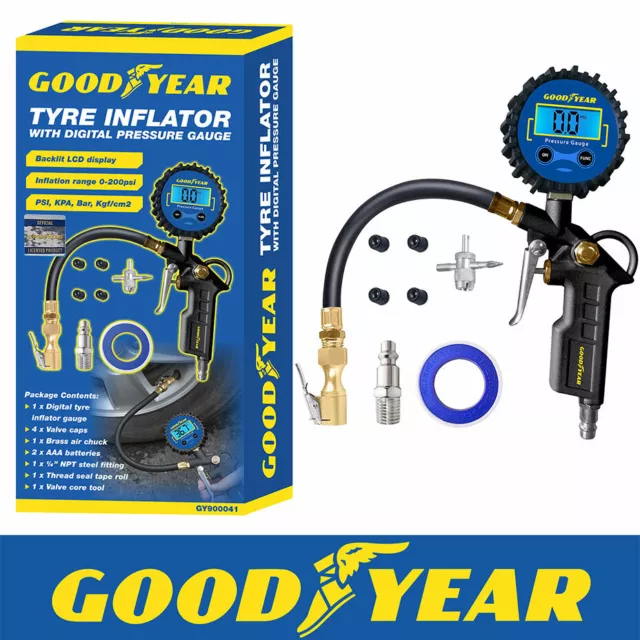 Goodyear Tyre Inflator Air Gun with Digital Pressure Gauge for Air Compressors