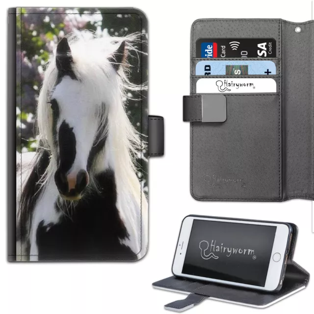 Hairyworm Black And White Horse Deluxe PU Leather Wallet Phone Case;Flip Case