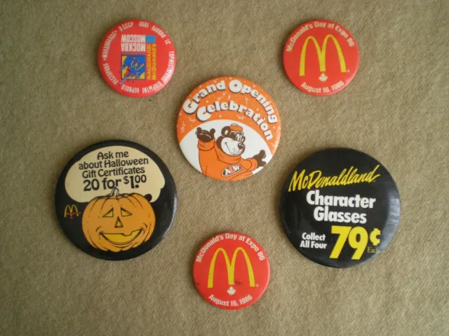 Group of McDonald's, Expo & A&W Pinback Advertising Badges