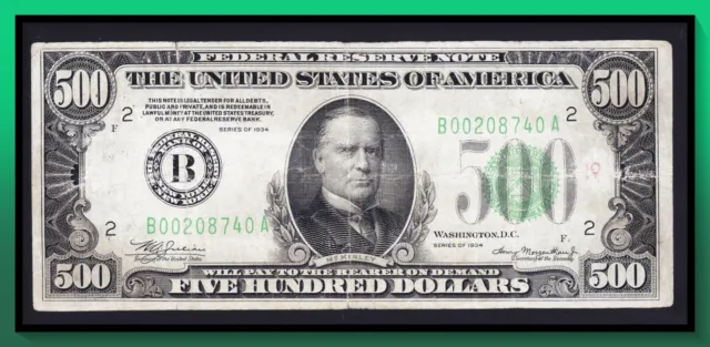 Fr.2201-B 1934 $500 Federal Reserve Note NEW YORK VF