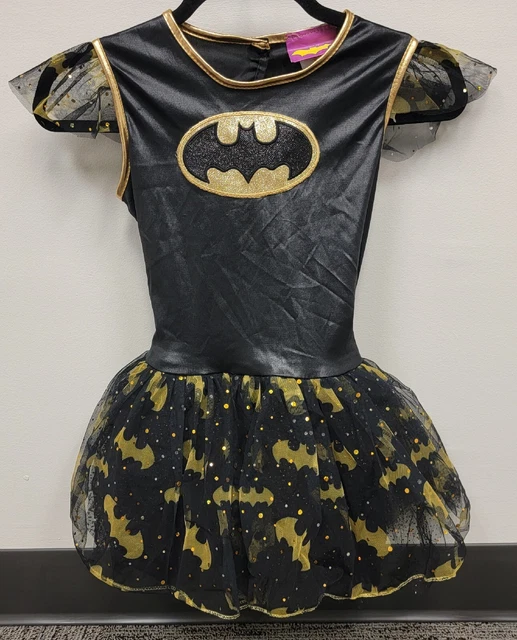 2017 Batgirl Costume Dress with Cape and Eye Mask Size  Medium 7-8