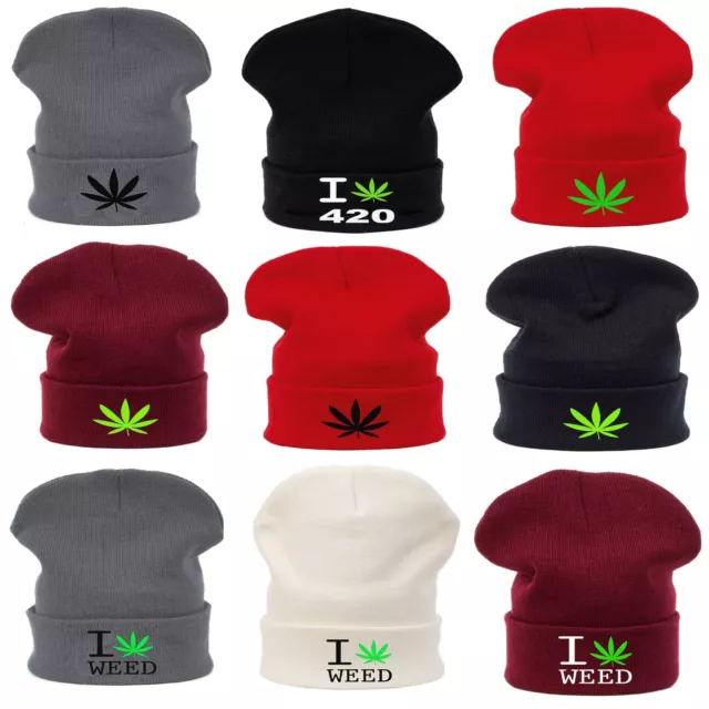 Winter Beanie Hat Marijuana Weed 420 Leaf Ankle Ganja Cannabis Casual Hats LA