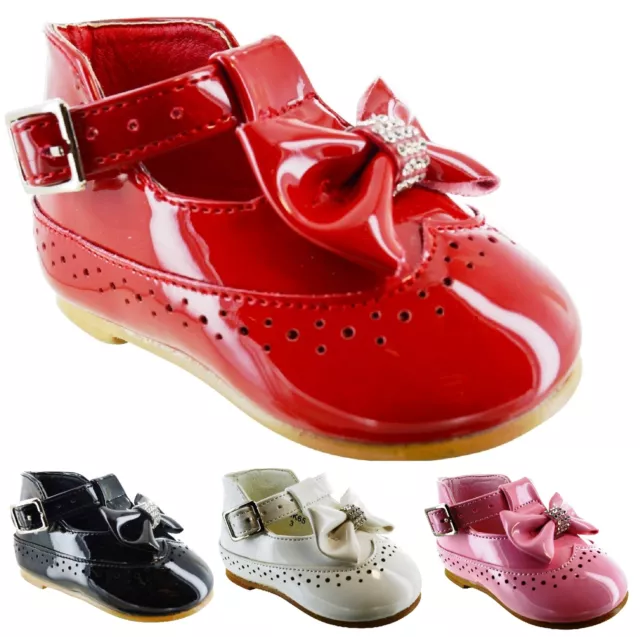 Infants Toddler Girls Wedding Spanish Occasionalwear Bow Patent Kids Shoes Size