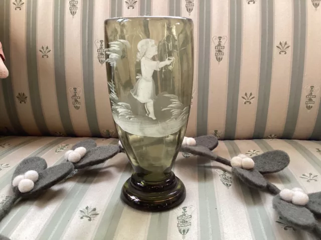 Altes Glas Emaillemalerei Emaille Malerei Mädchen um 1900