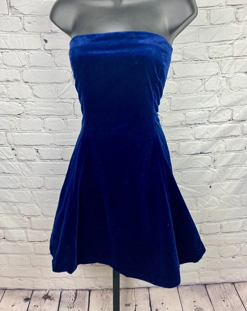 Ralph Lauren Rugby Strapless Navy Velvet Cocktail Dress Stunning - Sz 10