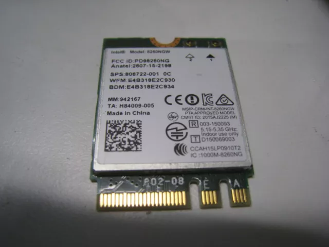 Carte réseau bi-bande AC sans fil M.2 Intel 8260NGW et carte Bluetooth 4.2...