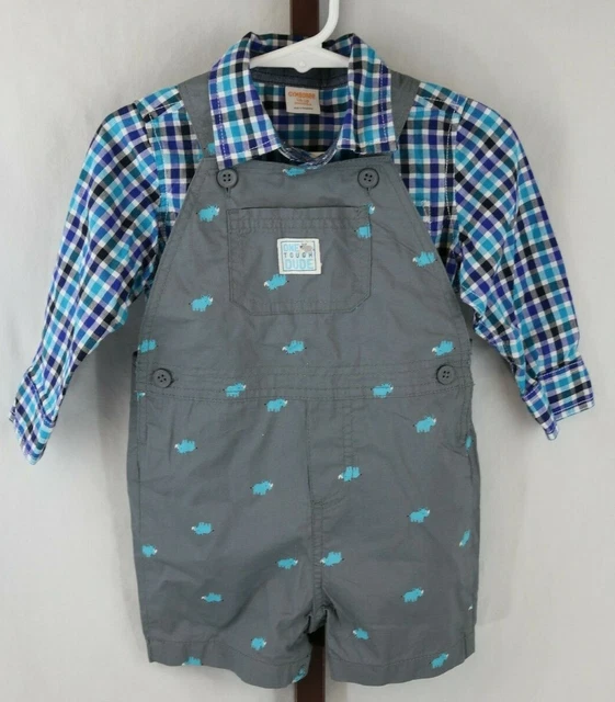 Baby Boys Gymboree Carters  2 Pc Overall Shorts Shirt Outfit Set Sz 12-18 Mo