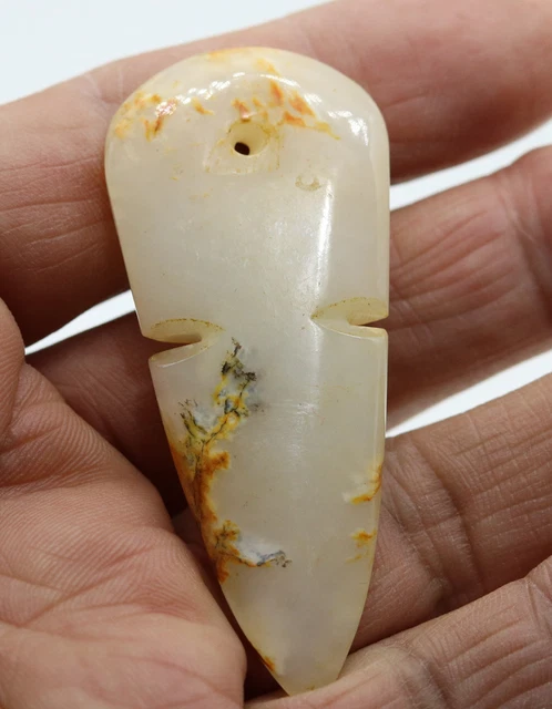 Collection hand-carved Chinese HeTian white jade pendant amulet D586