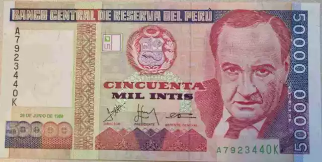 Peru: 50,000 Intis 28/06/1988 (Pick#142)