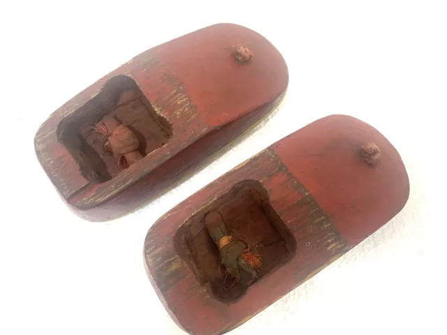 Ancient Asian Japanese Wood Carved Clogs GETA Sandals Hand Painted - 63LS 3