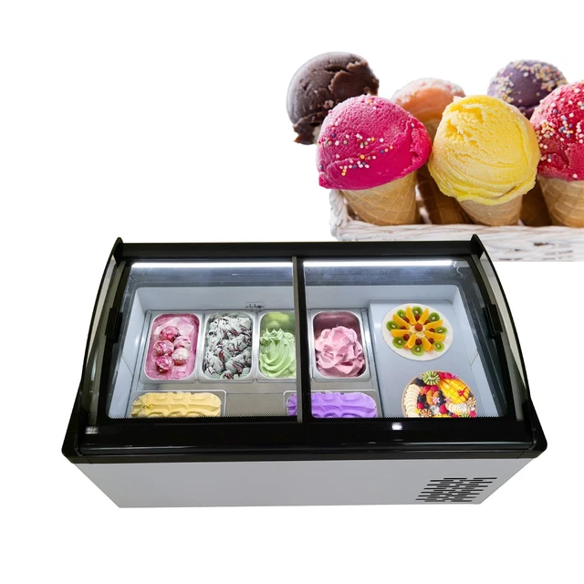 Countertop Hard Ice Cream Showcase with 6 Square Storage Baskets, 6.35 cu.ft