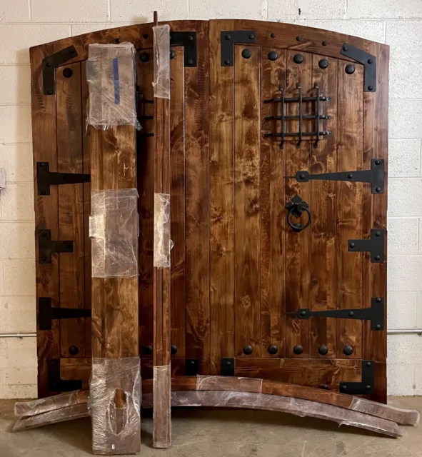 Rustic alder solid lumber Double door wine room castle storybook w/ hardware