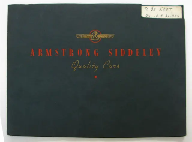 ARMSTRONG SIDDELEY Car Sales Brochure Sep 1938 14/16/17/20/25HP