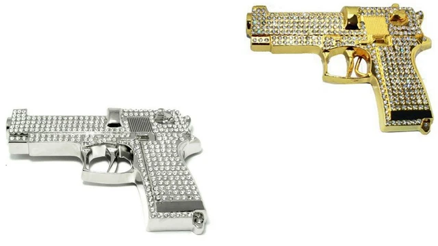 Gun Belt Buckle Full of Rhinestones Gold Silver Metal Hip Blinged Rock Big Huge