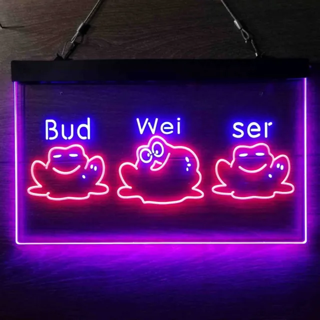 Budweiser Frogs 2 Color LED Neon Light Sign Wall Art Man Cave,Home,Room,Bar,Pub