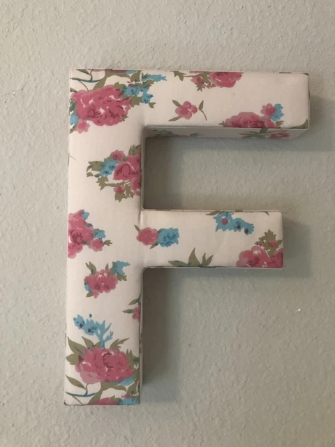 Fabric Covered Wall Letter - Pink Floral- Letter F