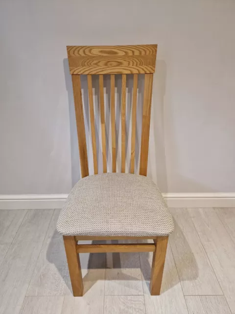 Set of 6 Solid Wood Maple Dining Chairs  Newly Reupholstered Fabric