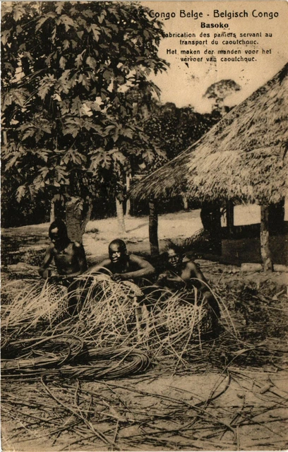 PC CPA BELGIAN CONGO, BASOKO, FABRICATION DES PANIERS, POSTCARD (b12572)