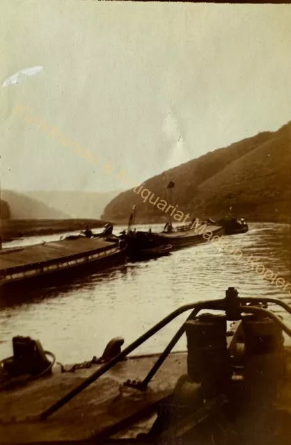 orig. Foto Donau bei Beuron Sigmaringen 1917 Schiffe Boote