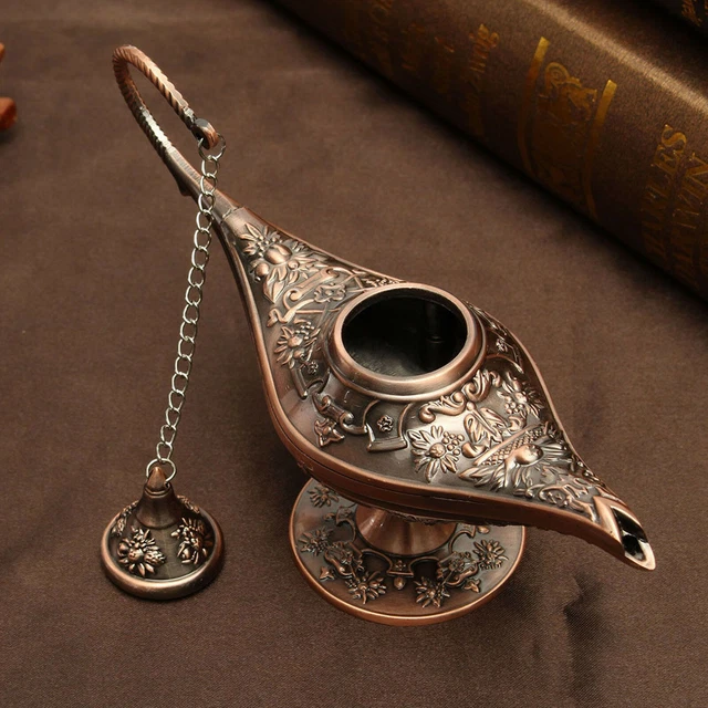RARE LEGEND BRASS Bronze Aladdin Magic Genie Light Wishing Lamp Pot ...