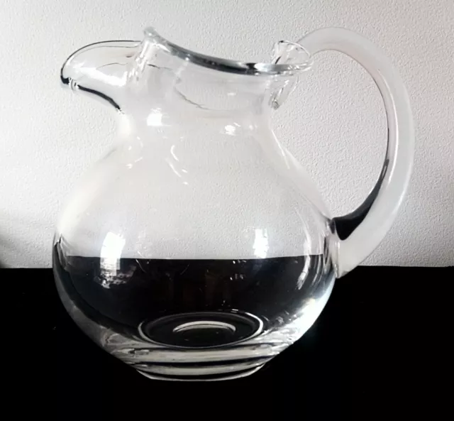 BEAUTIFUL! HAND BLOWN TIFFANY & CO PITCHER 7 1/2"h x 7 1/2"w RUFFLED RIM 52oz