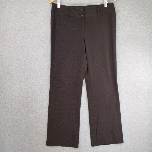 Basque Pants Womens Size 12 Black Wide Leg Striped Med Rise Work Corporate