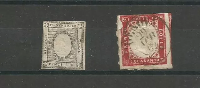 ITALIE SARDAIGNE 2 timbres Franco Bollo  Cent Uno et Quaranta de 1861