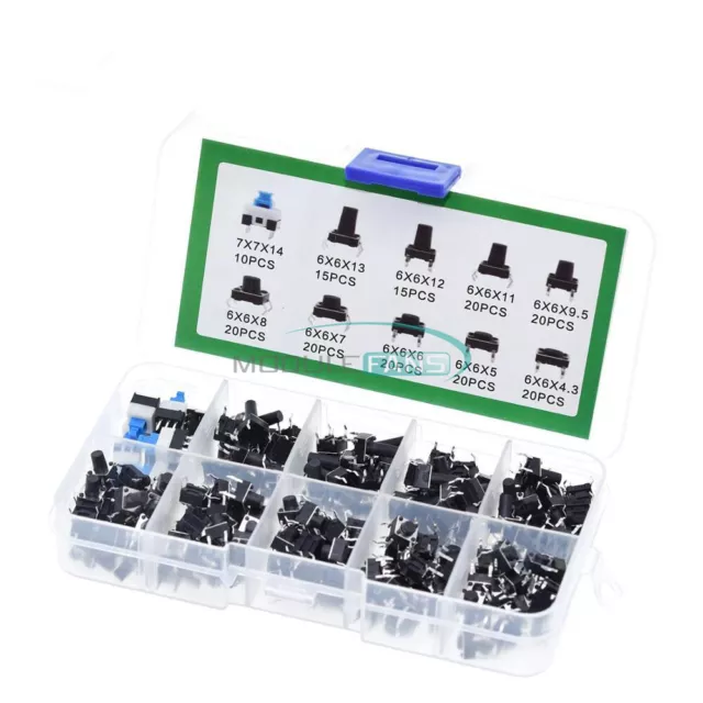 180PCS/set 10value Momentary Tactile Push Button Touch Switch Kit 4Pin ON/OFF