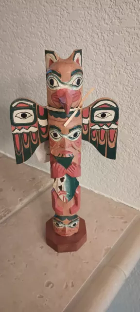 Robert Seale "Eagle Boy" Hand-Crafted Alaska Black Diamond Totem Pole