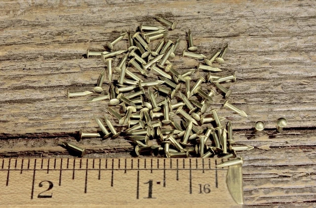 1/4” Solid Brass Brads 25 Nails Round Head 18 Gauge Escutcheon Pins USA Made!