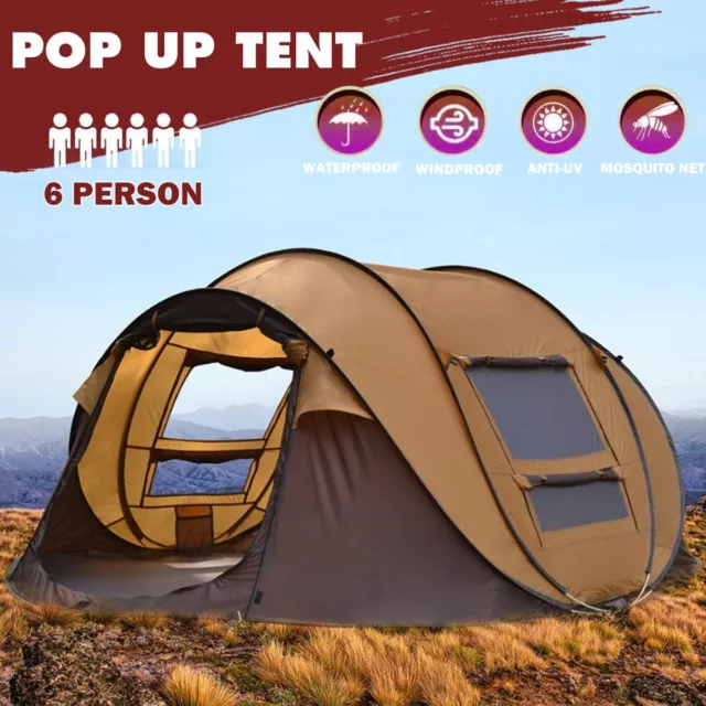 Waterproof Instant Beach Camping Tent 6 Person Pop up Tents Family Hiking Dome B