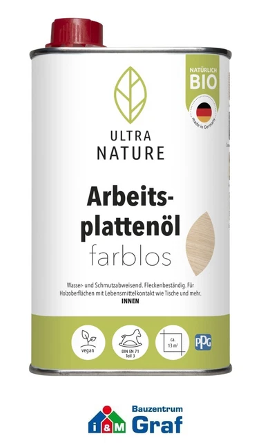 Ultra Nature Bio Plans de Travail Tischplattenöl Huile Bois, Incolore, 0,25L Ou