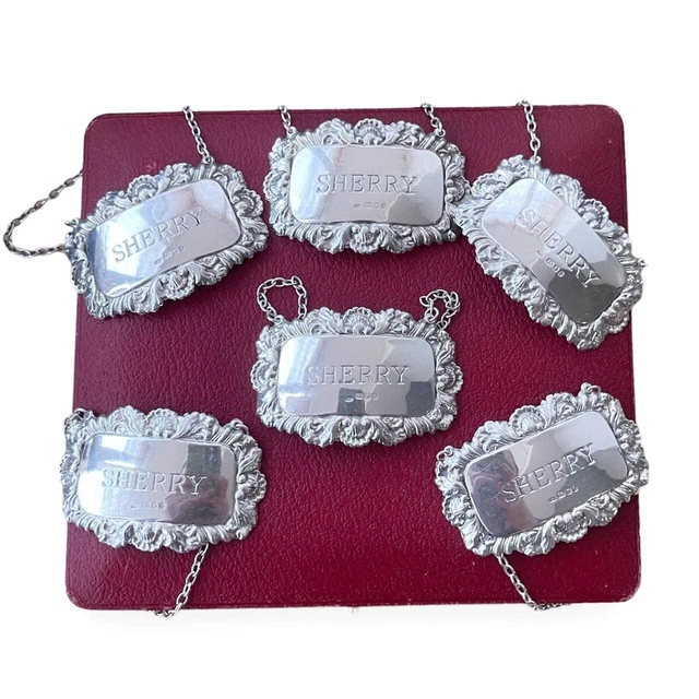 🇺🇦🇬🇧 RARE Set Sterling Silver Label For Bottle Sherry