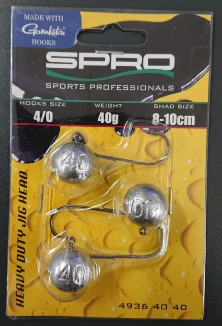 Spro Gamakatsu HD Jighead Jig 90 4/0 40g 3 Stück Gamakatsu Rundkopf