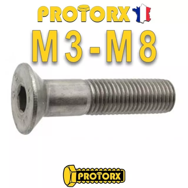 VIS TÊTE FRAISÉE M3 à M8 x (10 à 60mm) | 5 à 50pcs | VIS À MÉTAUX FHC - INOX A2