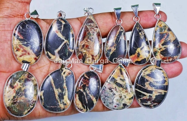 Stück Menge Natürlich Kostüm Zebra Jaspis Edelstein 925 Sterlingsilber Anhänger
