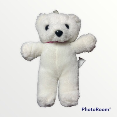 7& VINTAGE 1987 Embrace Teddy Bear Plush Stuffed Animal White With Pink ...