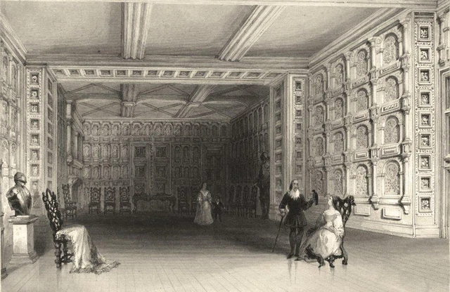 IRELAND: Interior of a Room at Malahide Castle Dublin. (Bartlett); print c1840