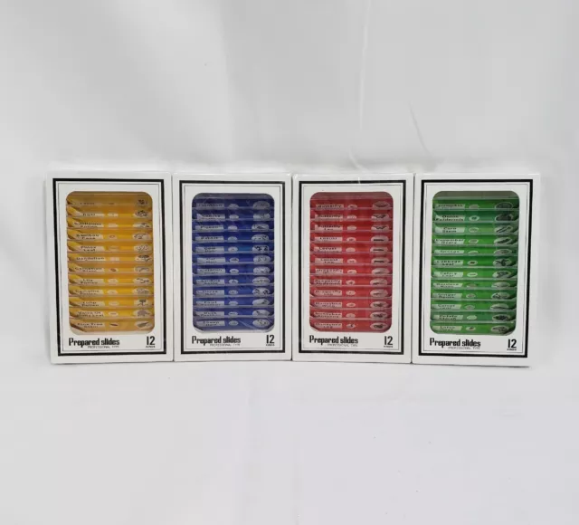 4 Boxes Professional Prepared Microscope Slides Plant Animal Insect Samples NEW