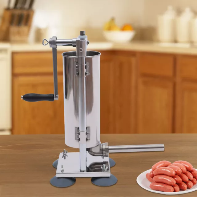 Manual Sausage Stuffer Low Noise  Meat Filler Suction Press Vertical 3L 6LBS