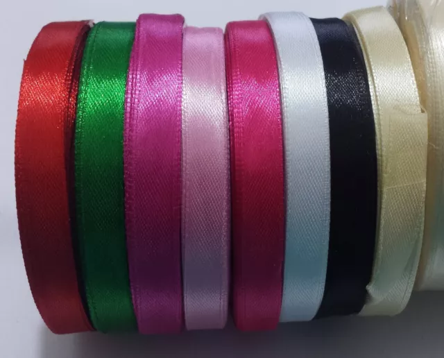 16 meters Full Reel Premium DOUBLE FACED SIDED SATIN RIBBON Many Colours 10mm